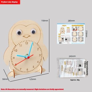 Juguete Educativo para Niños, Reloj DIY - Pingüino de Madera Hecho a Mano para que los Niños de Jardín de Infancia Aprendan la Hora, <span class=keywords><strong>Ciencia</strong></span> <span class=keywords><strong>y</strong></span> <span class=keywords><strong>Tecnología</strong></span> - Product Image 3