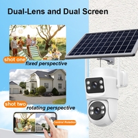 Caméra de sécurité solaire intelligente pour extérieur, 4MP HD, double objectif, PTZ, WiFi sans fil, détection de mouvement PIR, vision nocturne, audio bidirectionnel