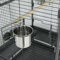 Accessoires pour oiseaux : Cage d'élevage rectangulaire en fil de fer de grande taille avec plateau en plastique, fermeture à poussoir et roulettes amovibles pour perroquet