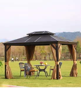 Grosir Furnitur Halaman Belakang Gazebo Luar Ruangan Hardtop Mewah Aluminium 3*3M/3*4M