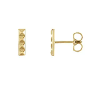 Wholesale gold plated gold plated women Mini Pyramid Bar Stud Earrings