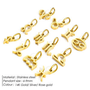 14k oro placcato Charm in acciaio inox Mini 6-9mm <span class=keywords><strong>segno</strong></span> <span class=keywords><strong>zodiacale</strong></span> costellazioni ciondolo per collana gioielli fai da te fare accessori - Product Image 4