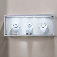 Vitrine murale carrée moderne en acier inoxydable transparent sur mesure avec éclairage LED pour bijoux de luxe