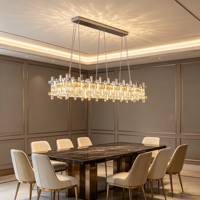 Lustre de restaurant en cristal de luxe, luminaire LED pour villa, salon, bar, comptoir, lampe suspendue à intensité variable pour la maison