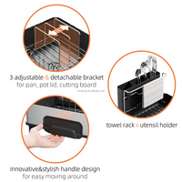 Égouttoir à vaisselle extensible en acier inoxydable WIREKING, grande capacité, réglable, avec système d'égouttement automatique
