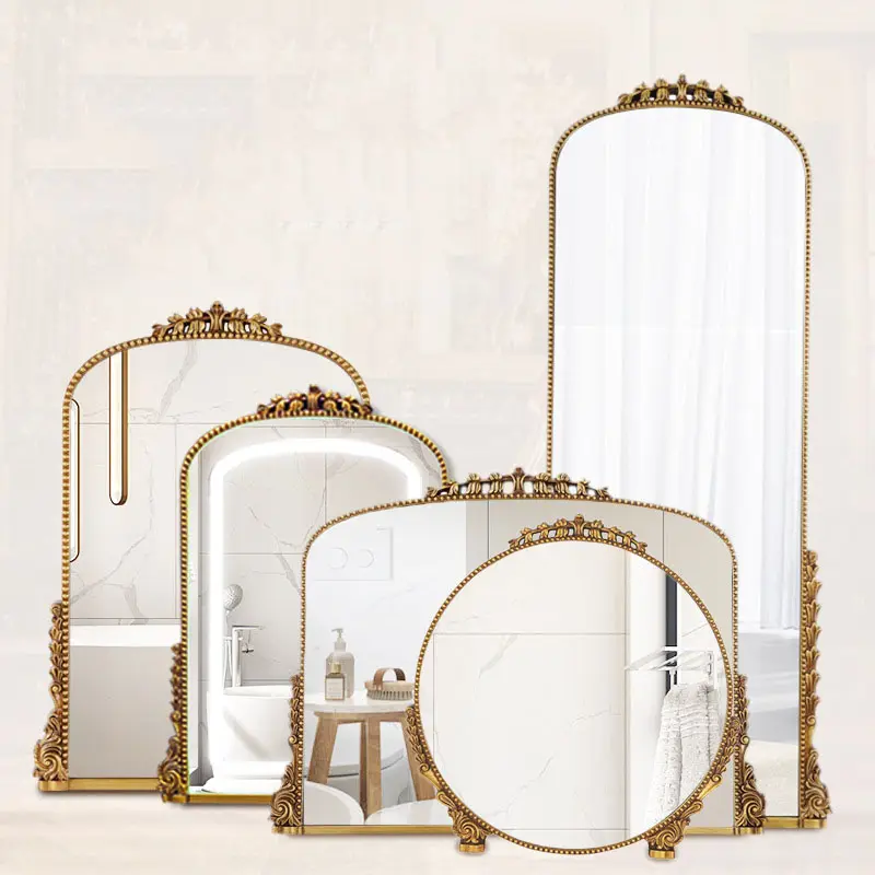 Vintage Dressing Spiegel Gesneden Europese Stijl Gouden Antieke Spiegel Wanddecoraties Voor Thuis Met Led