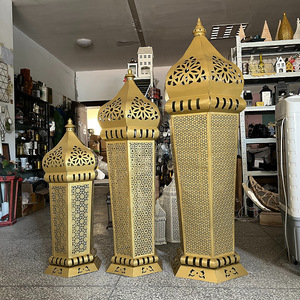 Dogana grande metallo cavo esterno marocchino ramdan led <span class=keywords><strong>candele</strong></span> <span class=keywords><strong>lanterne</strong></span> luci decorative <span class=keywords><strong>per</strong></span> decorazioni ramadan - Product Image 1