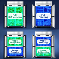 Réfrigérateur-congélateur vertical commercial à 6 portes en acier inoxydable, équipement de cuisine pour restaurant, économie d'énergie, contrôle numérique de la température
