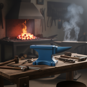 Yunque de hierro fundido de 45 kg con un solo cuerno, recubrimiento electrostático azul para forja de herrero, grado industrial, modelo D0100H53E2J - Product Image 2