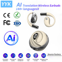 Écouteurs de traduction YYK-Q93AI - Traduction en temps réel dans 144 langues, traducteur 3-en-1, charge sans fil, commande tactile, autonomie de batterie extrêmement longue