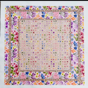 Tapis de Mahjong Américain à Motif Oiseaux <span class=keywords><strong>Orange</strong></span> Rose sur Base Crème, Cadre en Rotin, Antidérapant en Caoutchouc - Product Image 2