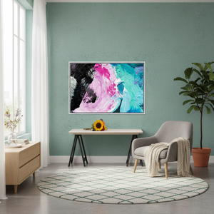Vibrant Abstract Brushstroke Canvas Print: Modern Wall Decor,WHITE <b>FRAMED</b> CANVAS - Product Image 3