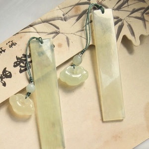 Marcadores de Jade de cristal pulido a mano de gama alta Xiuyan, exquisitos libros prensados creativos de estilo antiguo chino, alta apariencia - Product Image 1