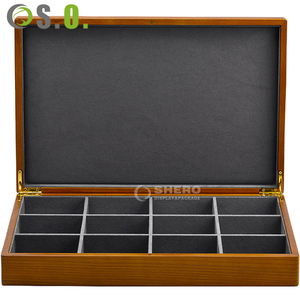 Caja de almacenamiento de joyas de madera de alta calidad y gama alta Shero, color marrón, con 12/24 compartimentos para anillos y colgantes. - Product Image 5