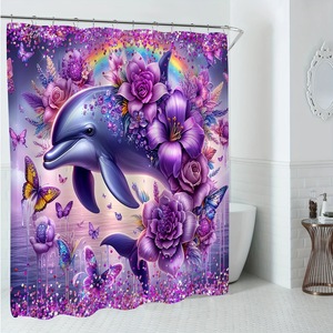 Drifting Rabbit Custom Printed Logo Design Classic 3D Digital Printed 100% Polyester Bathroom <strong>Shower</strong> <strong>Curtain</strong> <strong>with</strong> Buckle <strong>Lining</strong> - Product Image 2