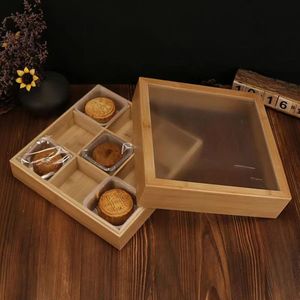 Caja de bambú para pasteles de luna, caja de embalaje rectangular hecha a mano con 4 compartimentos para pasteles de luna - Product Image 4