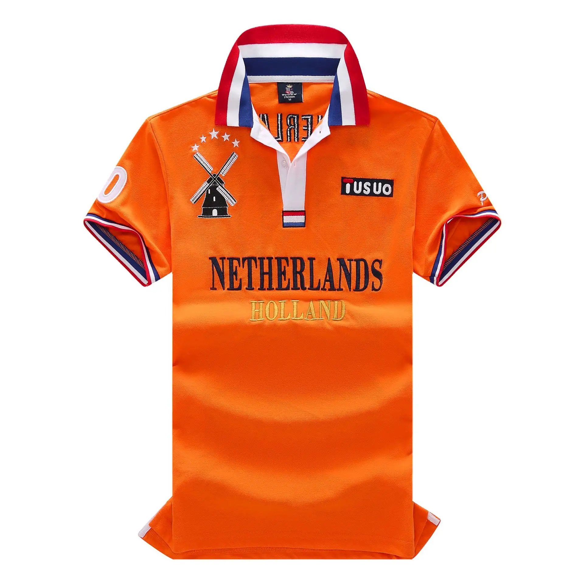 custom team logo polo shirt men's new Dutch football shirt fans casual cotton soccer team uniform orange top