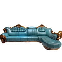 Luxuriöses L-Form Ecksofa aus Ebenholz und Grünem Echtleder für das Wohnzimmer mit Kostenlosem Versand und OEM-Support