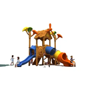 Commercial equipment wooden playground tube slide outdoor playsets with plastic slide