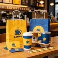 Sacs en papier kraft personnalisés en gros pour café à emporter, restauration rapide, pain, desserts, biscuits, emballages de boulangerie avec votre propre logo