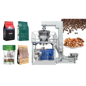 Automatic For Coffee Peanut Flat Bottom Bag Weighing Filling Sealing Packing Machine