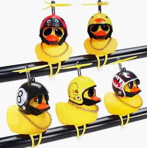 Duck Bike Bike Horn Cute Bicycle Lights Bell Squeeze Horns for Cycling Motorcycle Yellow Duck Light Rubber Duck Helmet Toys - Product Image 1