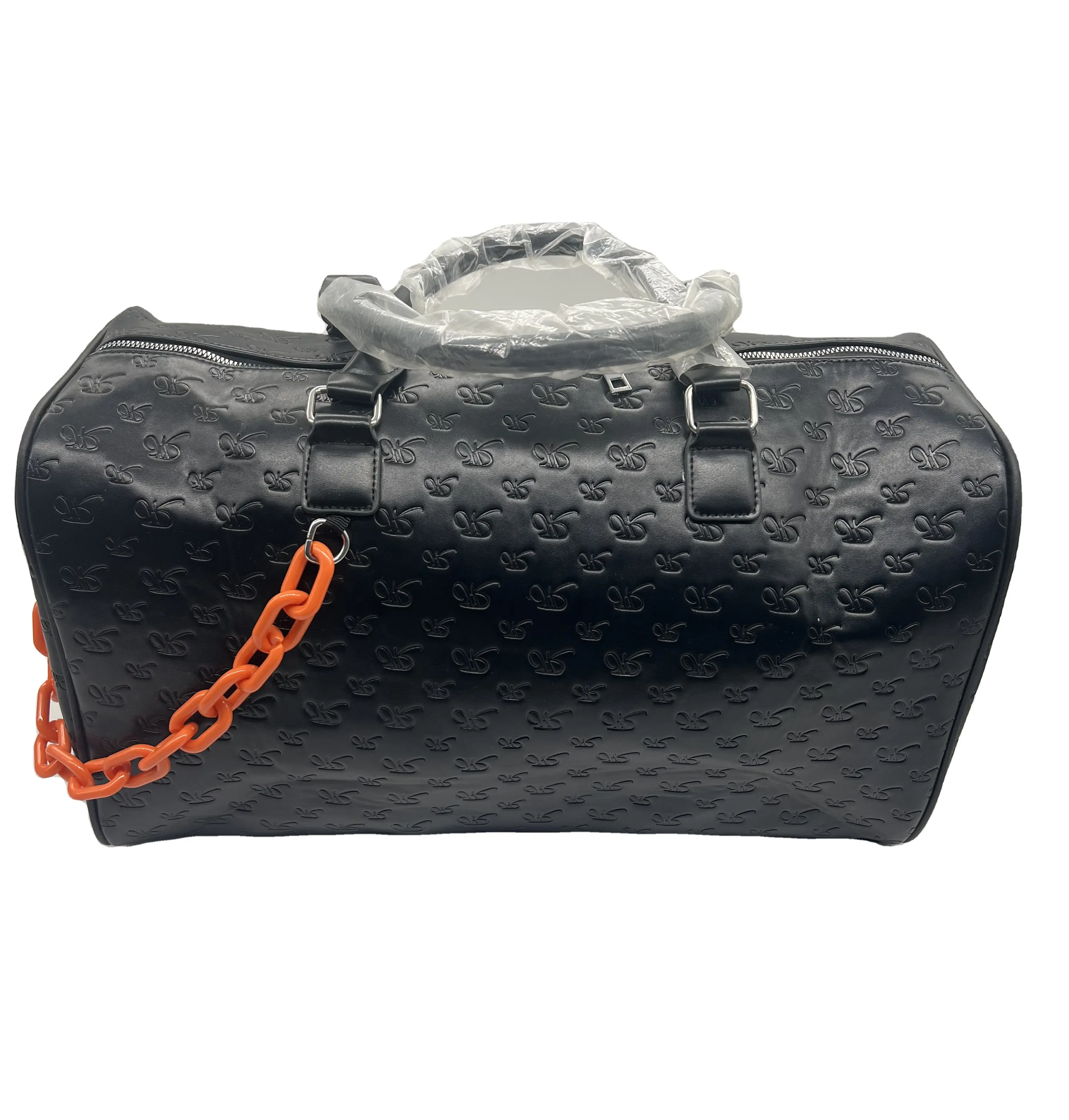 Fabricante Personalizado Homens Grandes Viagem Saco Duffle Bag com Cadeia Weekender Bag China Recuamento Design Couro PU Moda Unisex