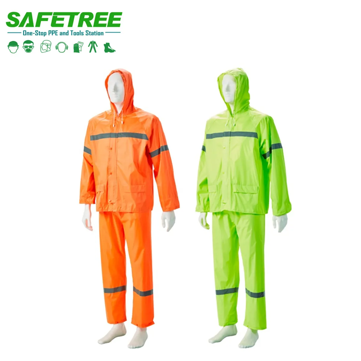 Hi-Viz Lime RubberiZedリフレクティブレインスーツ