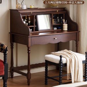 French Style Dressing <b>Table</b> Solid Wood Retro Bedroom <b>Makeup</b> Vanity With Storage Drawer Narrow Design - Product Image 4