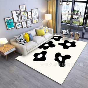 Jiuhua Black White Thick Imitation Cashmere Polyester Washable Customizable Modern Simple Abstract Painting Carpet for Living - Product Image 5