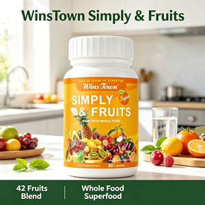Cápsulas WinsTown Simply Fruits, Extracto de 42 Frutas Integrales, Suplemento Vegano Antioxidante a Base de Plantas, Cápsulas de Vitaminas - Product Image 1