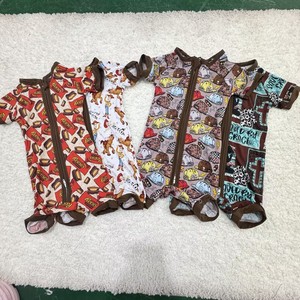 Ropa de Bebé Unisex, Mamelucos de Verano de Manga Corta, Tela de Bambú Estampada, Cierre de Cremallera Bidireccional, Lavable - Product Image 1