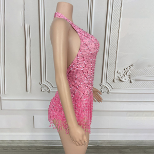 Novance Y3747-J Abito da ballo latino con nappe e perline, vestito da palcoscenico con strass per cantanti - I più venduti - Product Image 2