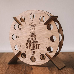 Arbre de noël en bois <span class=keywords><strong>calendrier</strong></span> de l'avent compte à rebours 24 bouteilles présentoir à vin en bois joyeux noël décoration de la maison - Product Image 2