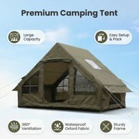 Carpa Familiar Portátil para 4 Estaciones, Impermeable de PVC, Oxford 300D, Techo Inflable Elegante, Montaje Automático, para 3-6 Personas, para Exteriores