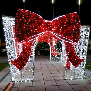 Arco de Caja de Regalo con Cinta y Luces LED Impermeables IP65 para Crear un Camino Festivo al Aire Libre para Hoteles, Resorts y Mercados Navideños - Product Image 1