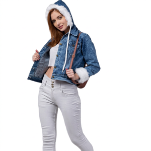 Chaqueta vaquera de algodón para mujer, abrigo personalizado de alta calidad, chaqueta de manga larga de estilo nuevo, venta al por mayor - Product Image 1