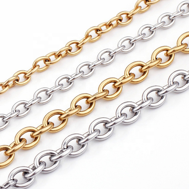 Wholesale Jewelry Necklace Unisex Gold Plated Stainless Steel Rolo Link Chain for Jewelry DIY