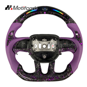 Volante Deportivo Personalizado de Fibra de Carbono Forjado con LED Morado para Dodge Charger Challenger Hellcat SRT R/T GT SXT 2013-2023 - Product Image 1