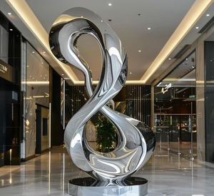 Escultura de Jardín de Acero Inoxidable Pulido de Gran Tamaño, Arte Moderno, Decoración de Exterior, Estatua - Product Image 3