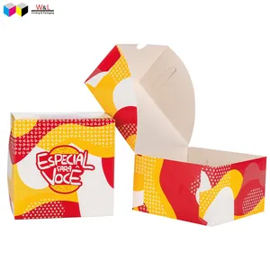 custom logo printing foldable paper food burger hamburger fast food restaurant box