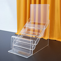Présentoir de Comptoir à 4 Niveaux en Acrylique Transparent pour Cartes de Vœux, Cartes Postales et Portefeuilles – Organisateur Idéal pour Magasins, Boutiques et Décoration de Bureau