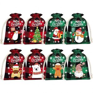 Nouveau sac de rangement pour cadeaux de Noël avec cordon en coton et cordon en lin, sac lumineux - Product Image 4