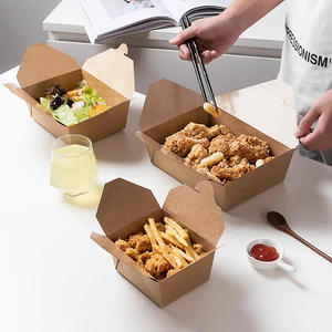علبة من ورق الكرافت المعاد تدويره لتعبئة الأطعمة السريعة والساندوتشات والمطاعم علبة بنية اللون من ورق الكرافت للاستعمال مرة واحدة علبة من ورق الكرافت للوجبات السريعة الخارجية - Product Image 5