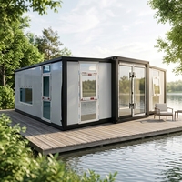Maison de conteneur modulaire préfabriquée portable à deux étages avec plafond haut, extensible, pour habitation ou bureau