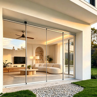 Porte pliante en verre trempé avec cadre en aluminium et poignée de verrouillage, cloison en verre, porte accordéon pour balcon extérieur, véranda