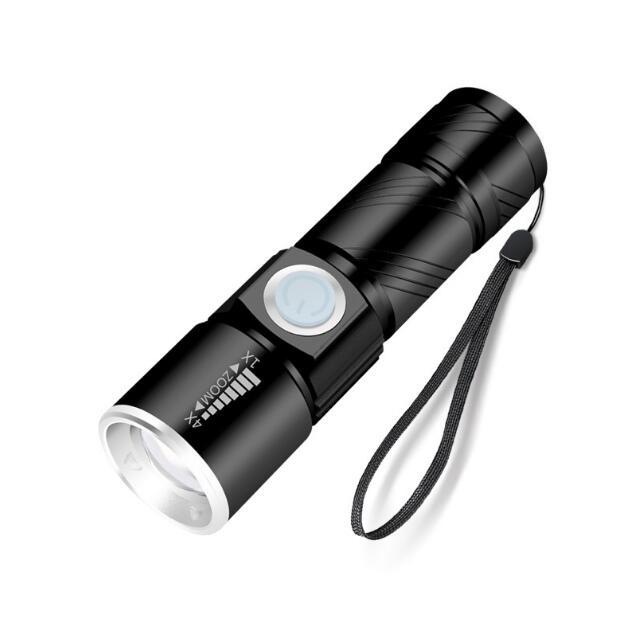 Multi- Functional Super Bright Pocket Size Mini Zoom Rechargeable USB Torch 3 Modes for Promotional Gift