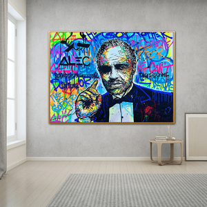 Consegna di un pezzo all'ingrosso 100% dipinto a mano decorazioni per la casa pittura il padrino pittura a mano su tela - Product Image 4