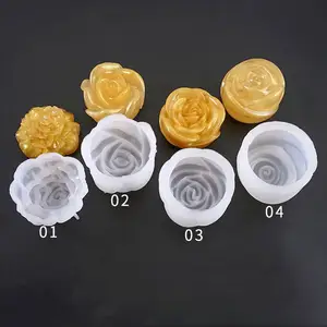 Moldes de silicona para decoración de pasteles de rosas en 3D, moldes de jabón hechos a mano, moldes de resina epoxi DIY