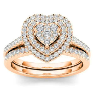 Anello con Diamante Taglio Cuore H374 in Oro Bianco, Diamante Naturale Colore D, Design Halo per Fidanzamento Femminile - Product Image 2